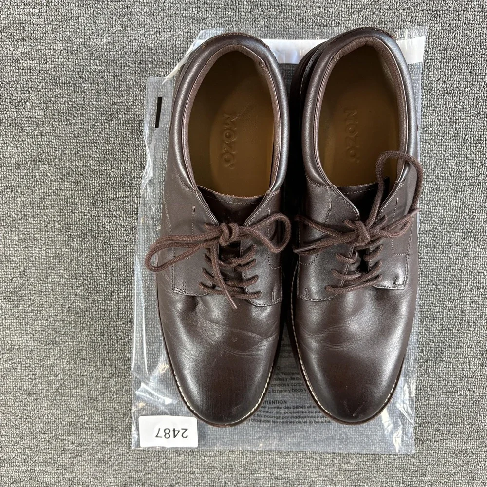 Mozo Shoes Mens Size 13 Brown Leather Slip Resistant Lace Up Work Sneakers